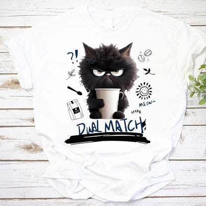 Dual Match Cat Shirt, Coffee Cat Shirt, I Like Cats And Coffee Shirt