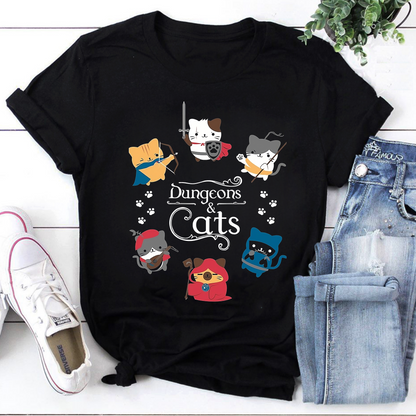 Dungeons And Cats Dragons Unisex Vintage T-Shirt