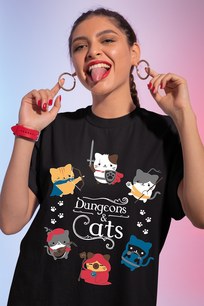 Dungeons And Cats Dragons Unisex Vintage T-Shirt