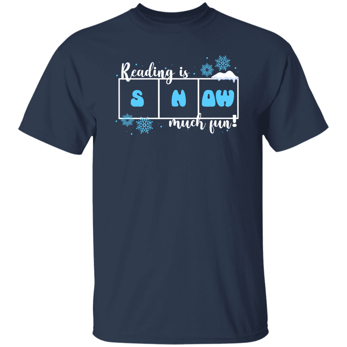 Reading Is Snow Much Fun Teacher Vintage T-Shirt, Reading Shirt, Cute Christmas Gift, Teacher Gift, Snow Shirt	G500 5.3 oz. T-Shirt
