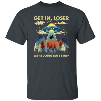 Bigfoot Alien Ufo Shirt Bigfoot Get In Loser Vintage T-Shirt