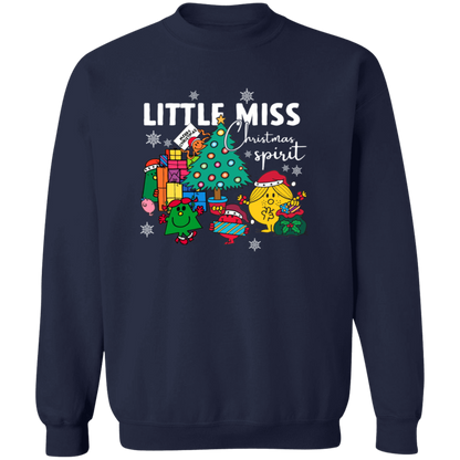 Little Miss Christmas Teacher Vintage G180 Crewneck Pullover Sweatshirt - letter