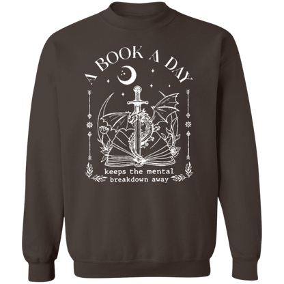 A Book A Day Keeps The Mental Breakdown Away Funny Literature Teacher Vintage G180 Crewneck Pullover Sweatshirt - letter