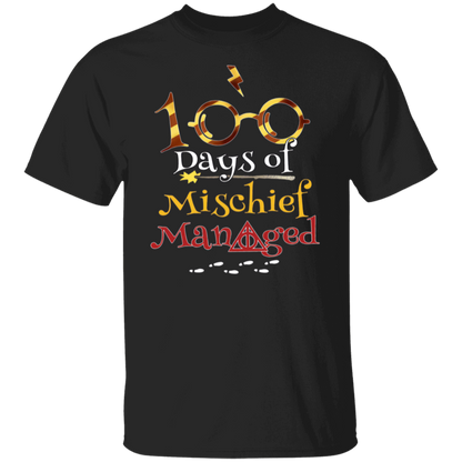 100 Days Of Mischief Managed Magic Style Teacher T-Shirt - CDCraft