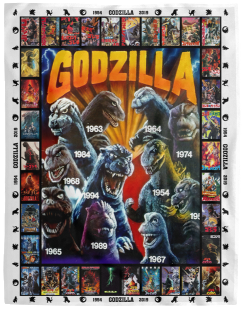 Godzilla All Version Fleece Blanket, Premium Sherpa Blanket, Monster Blanket, Godzilla Vs Kong Blanket, Godzilla Movie Blanket	VPL Cozy Plush Fleece Blanket - 60x80