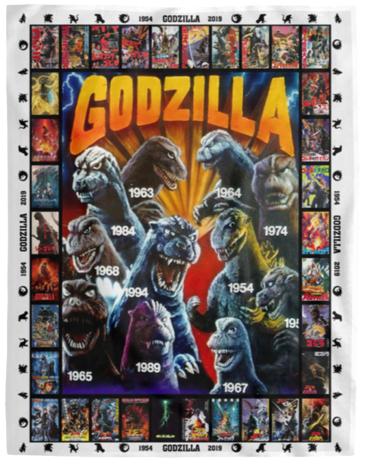 Godzilla All Version Fleece Blanket, Premium Sherpa Blanket, Monster Blanket, Godzilla Vs Kong Blanket, Godzilla Movie Blanket	VPL Cozy Plush Fleece Blanket - 60x80