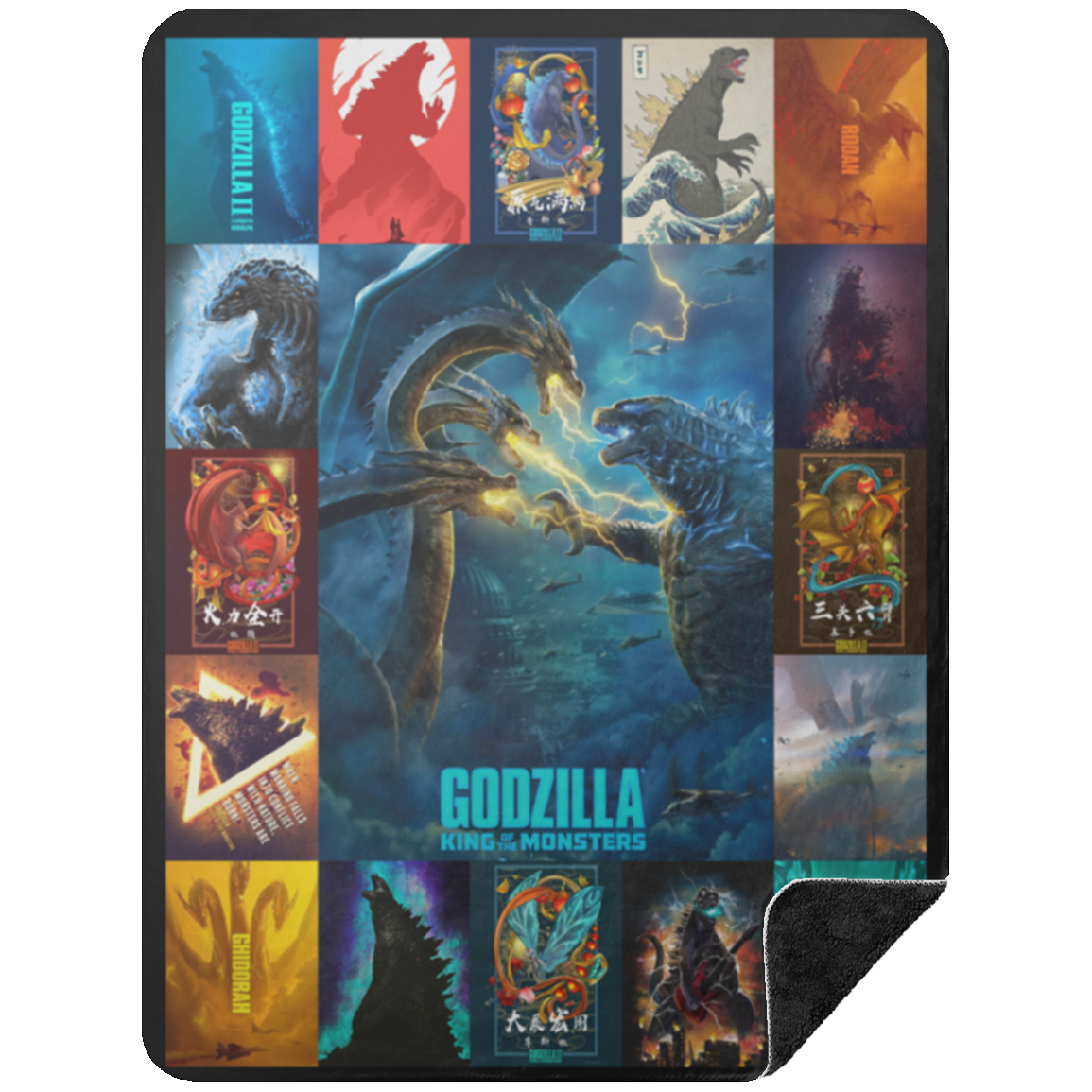 Godzilla King Of The Monsters Fleece Blanket, Premium Sherpa Blanket, Godzilla Monster Blanket, Godzilla Movie Blanket, Godzilla Lover Gift	BSHL Premium Black Sherpa Blanket 60x80