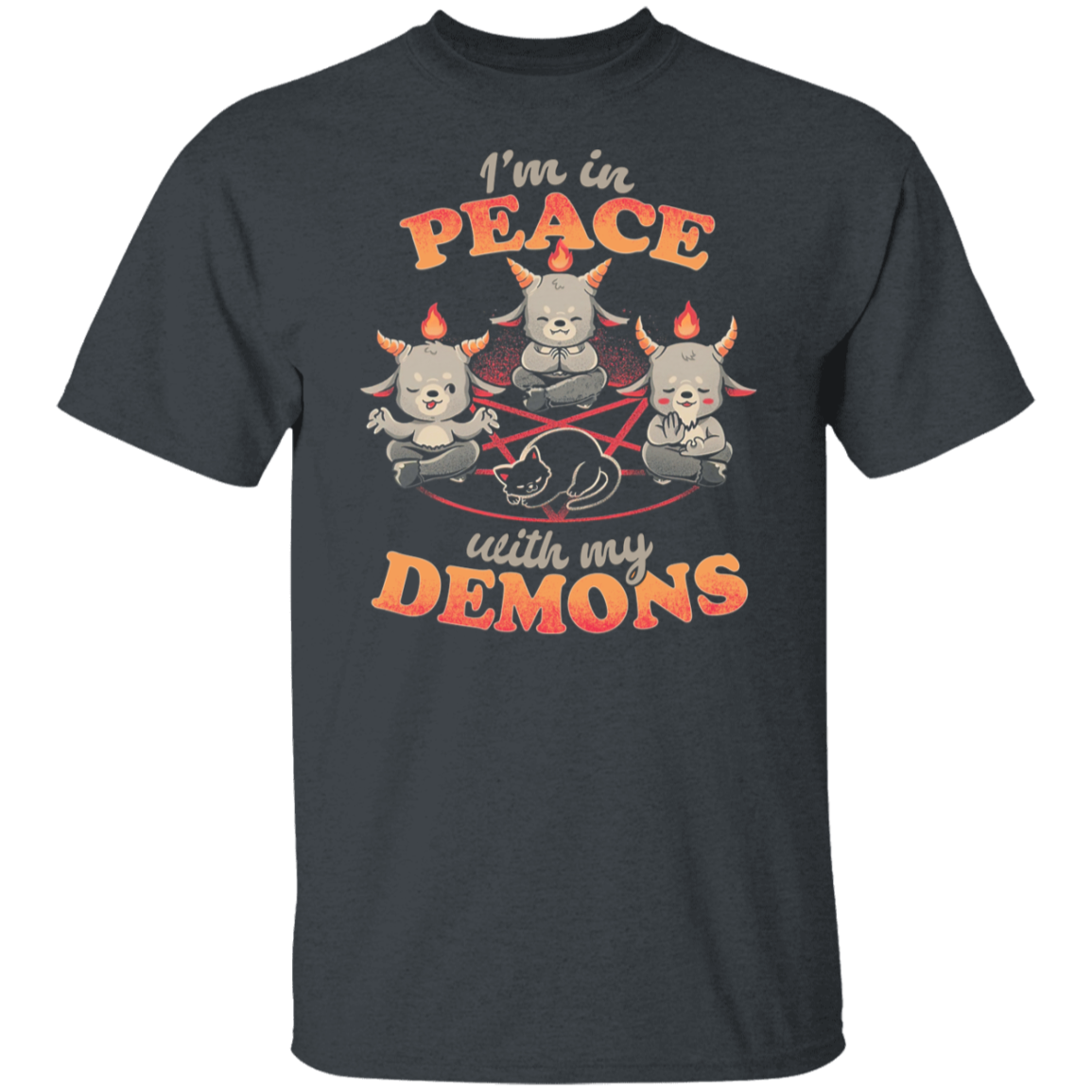In Peace With My Demons Creepy Cute Baphomet Cats  T-Shirt