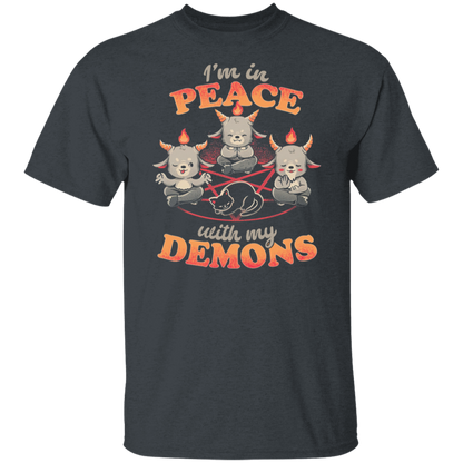 In Peace With My Demons Creepy Cute Baphomet Cats  T-Shirt