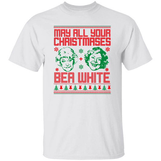 May All Your Christmases Bea White Funny Golden Girls Ugly Christmas Vintage T-Shirt