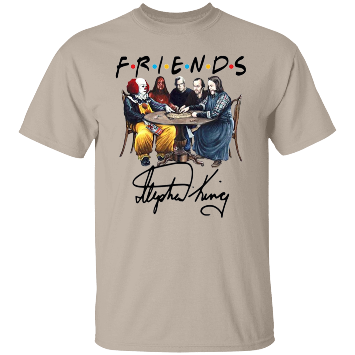 Stephen King Horror Characters Friends Signature T-Shirt - leleart