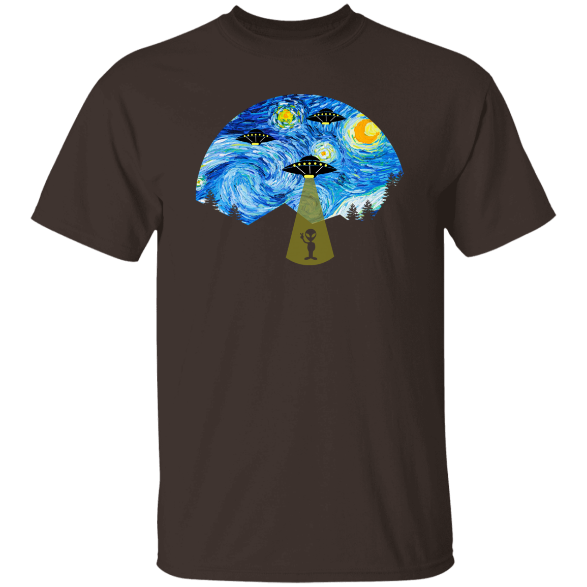 Starry Night UFO Alien Vintage T-Shirt