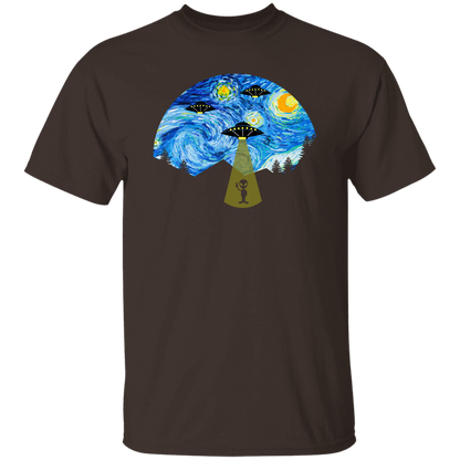 Starry Night UFO Alien Vintage T-Shirt