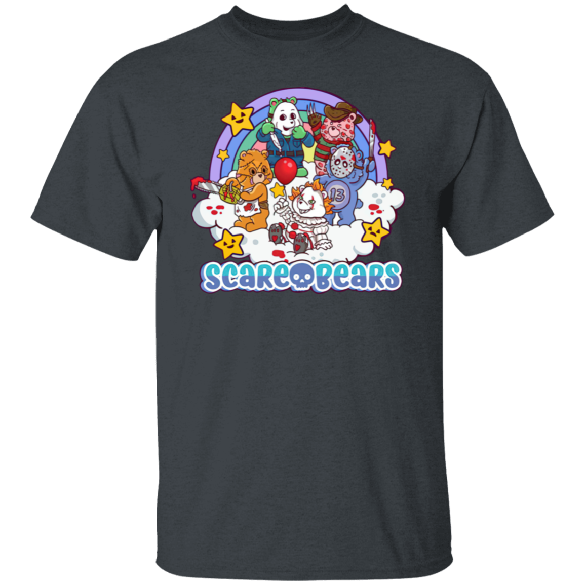 Scary Care Scare Bears Funny Halloween Horror Faces T-Shirt - leleart