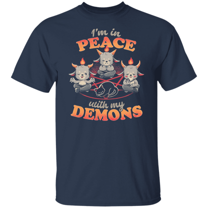 In Peace With My Demons Creepy Cute Baphomet Cats  T-Shirt