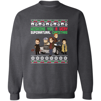 Wishing You A Very Supernatural Christmas  Crewneck Pullover Sweatshirt