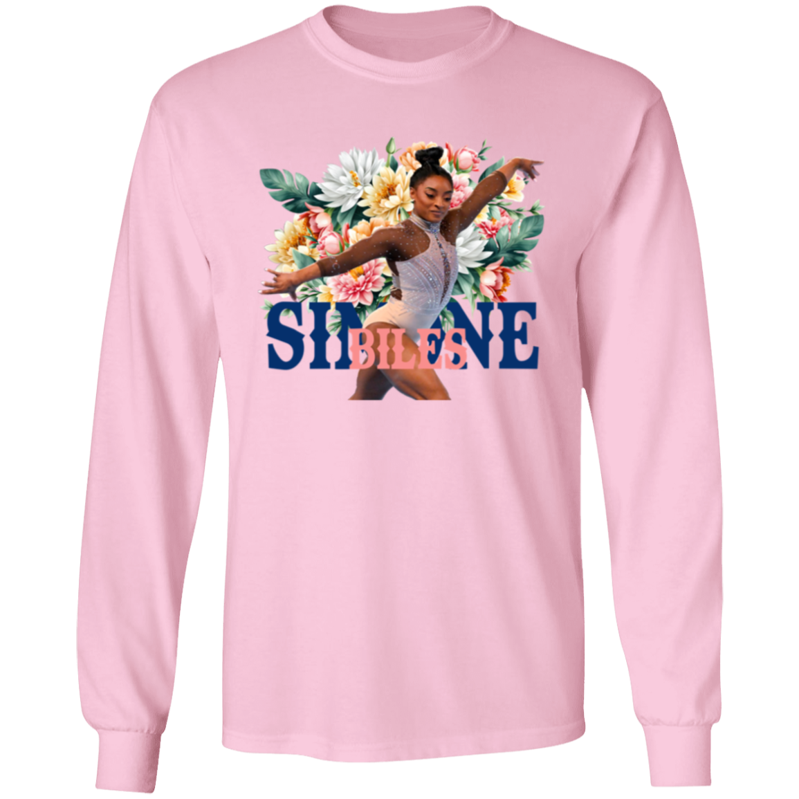 Simone Biles Floral Vintage T-Shirt - ID05082410 - LONG SLEEVE