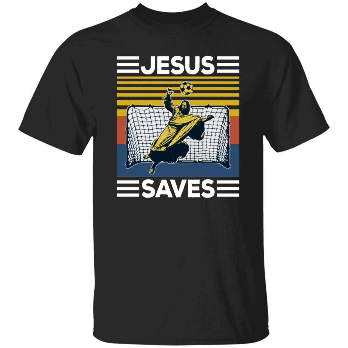 Soccer Jesus Saves Vintage T-Shirt, Jesus Shirt, Christian Shirt, Jesus Lovers Shirt, Religious Shirt, Soccer Shirt, Goal Keeper Shirt	G500 5.3 oz. T-Shirt