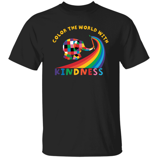 Elephant Elmer Color The World With Kindness Funny Art Teacher Vintage T-Shirt