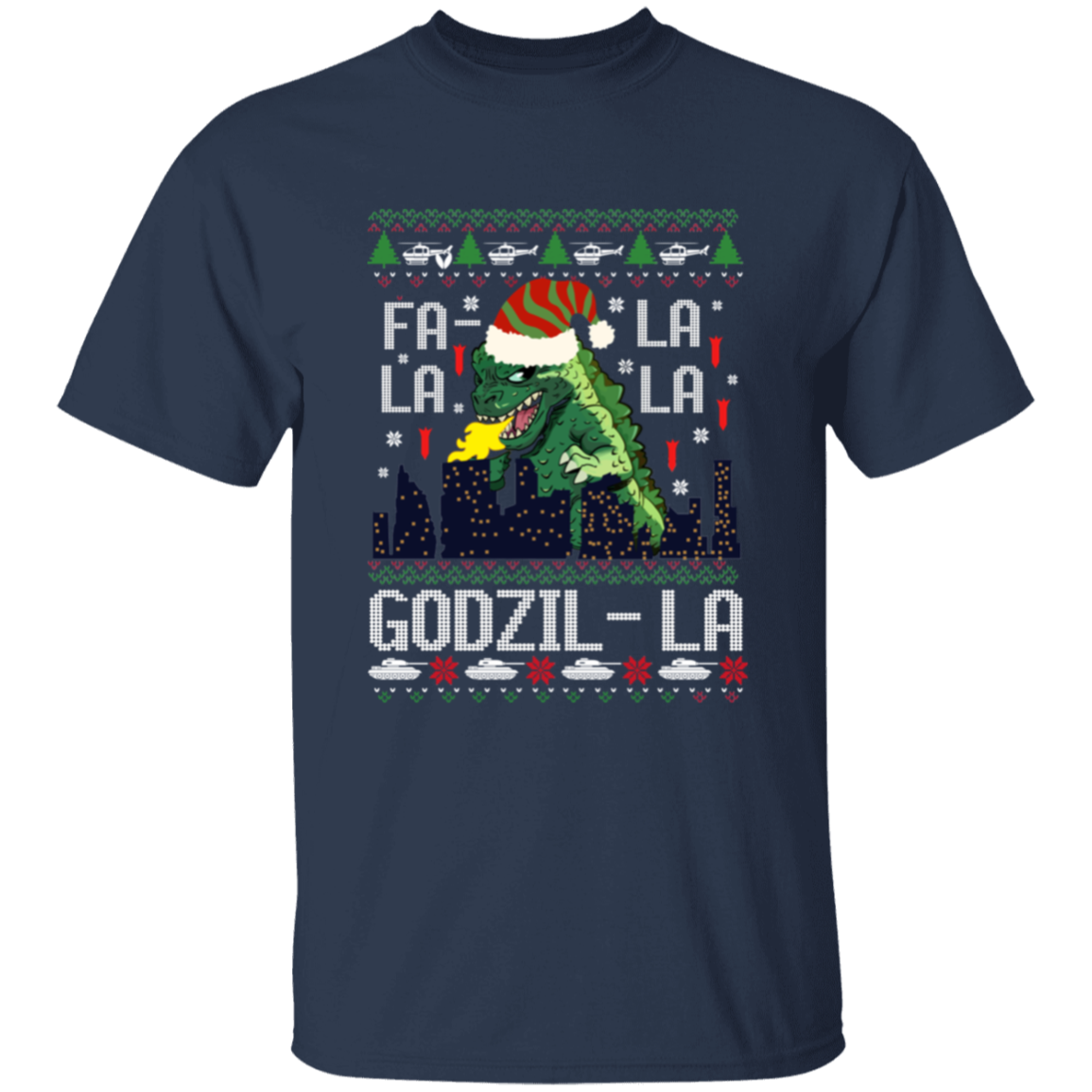 Fa La La La Godzilla Christmas Vintage T-Shirt - YOUTH