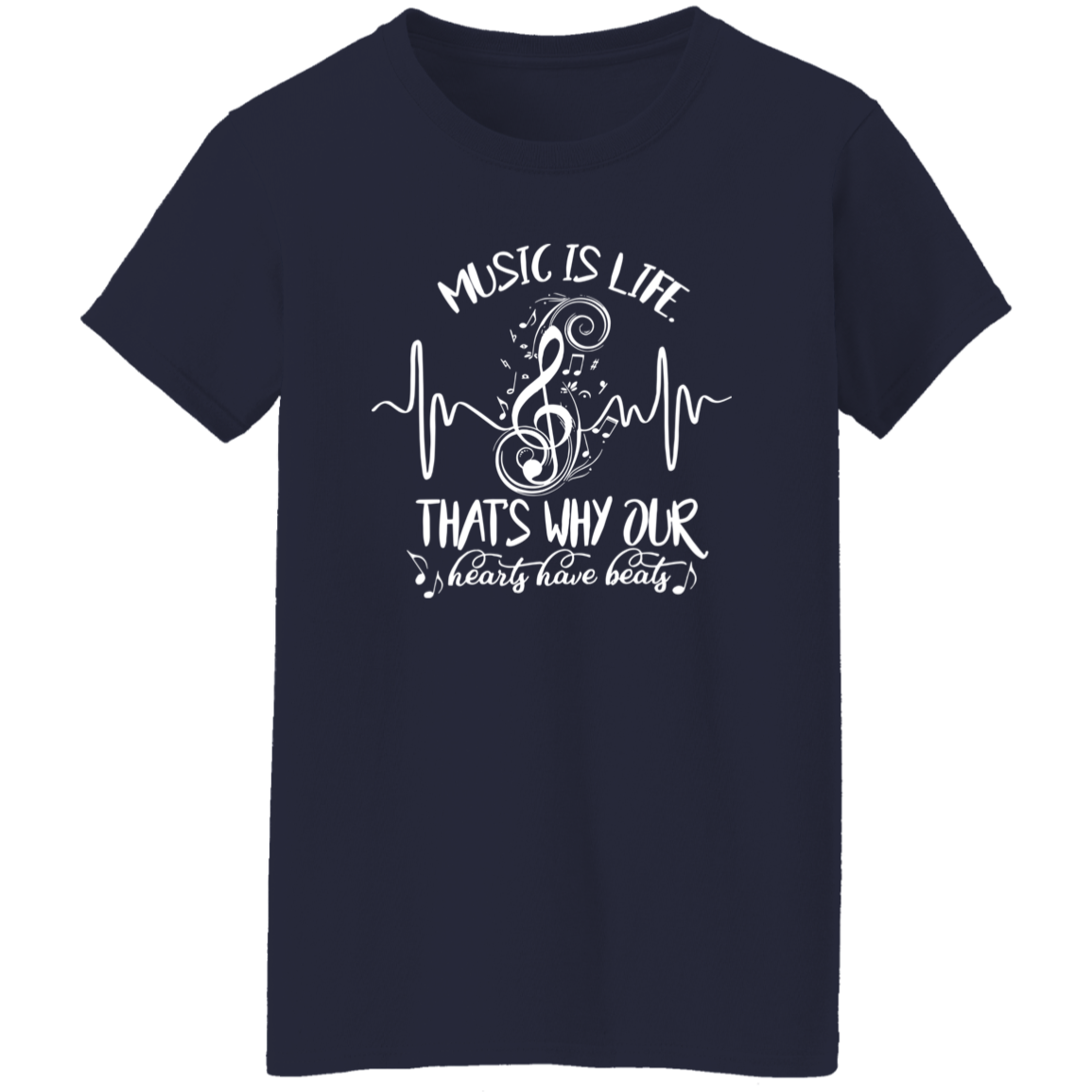 Music Is Life That's Why Our Hearts Have Beats Teacher Vintage G500L Ladies' 5.3 oz. T-Shirt - letter - WOMEN