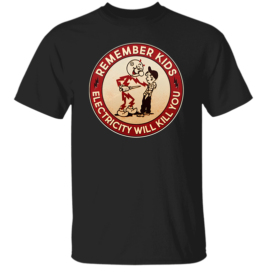 Funny Retro Vintage Electricity Will Kill You Emblem  Vintage T-Shirt