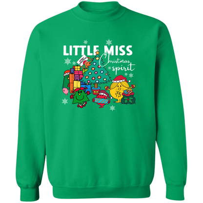 Little Miss Christmas Teacher Vintage G180 Crewneck Pullover Sweatshirt - letter