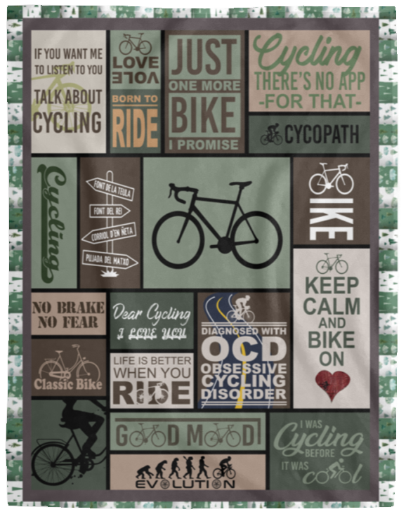 Cycling Keep Calm And Bike On And Into The Forest I Go Fleece Blanket, Premium Sherpa Blanket, Father's Day Gift, Cycling Blanket	VPL Cozy Plush Fleece Blanket - 60x80