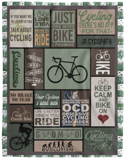 Cycling Keep Calm And Bike On And Into The Forest I Go Fleece Blanket, Premium Sherpa Blanket, Father's Day Gift, Cycling Blanket	VPL Cozy Plush Fleece Blanket - 60x80