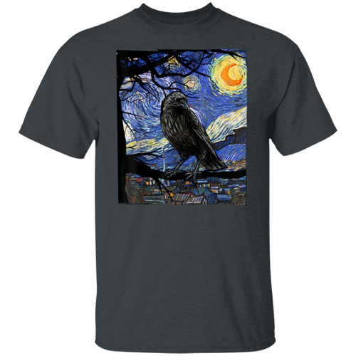 Raven Van Gogh Starry Night Vintage T-Shirt