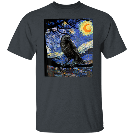 Raven Van Gogh Starry Night Vintage T-Shirt