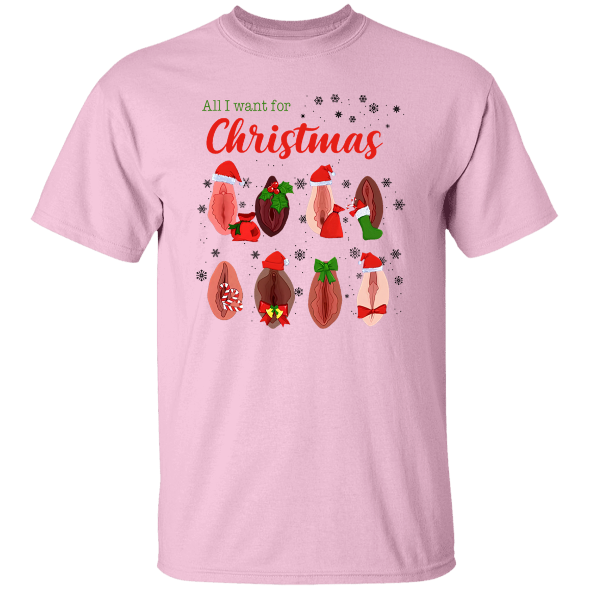 Dirty Christmas All I Want for Christmas Is Vagina Funny Dirty Christmas Gift for Couple T-Shirt