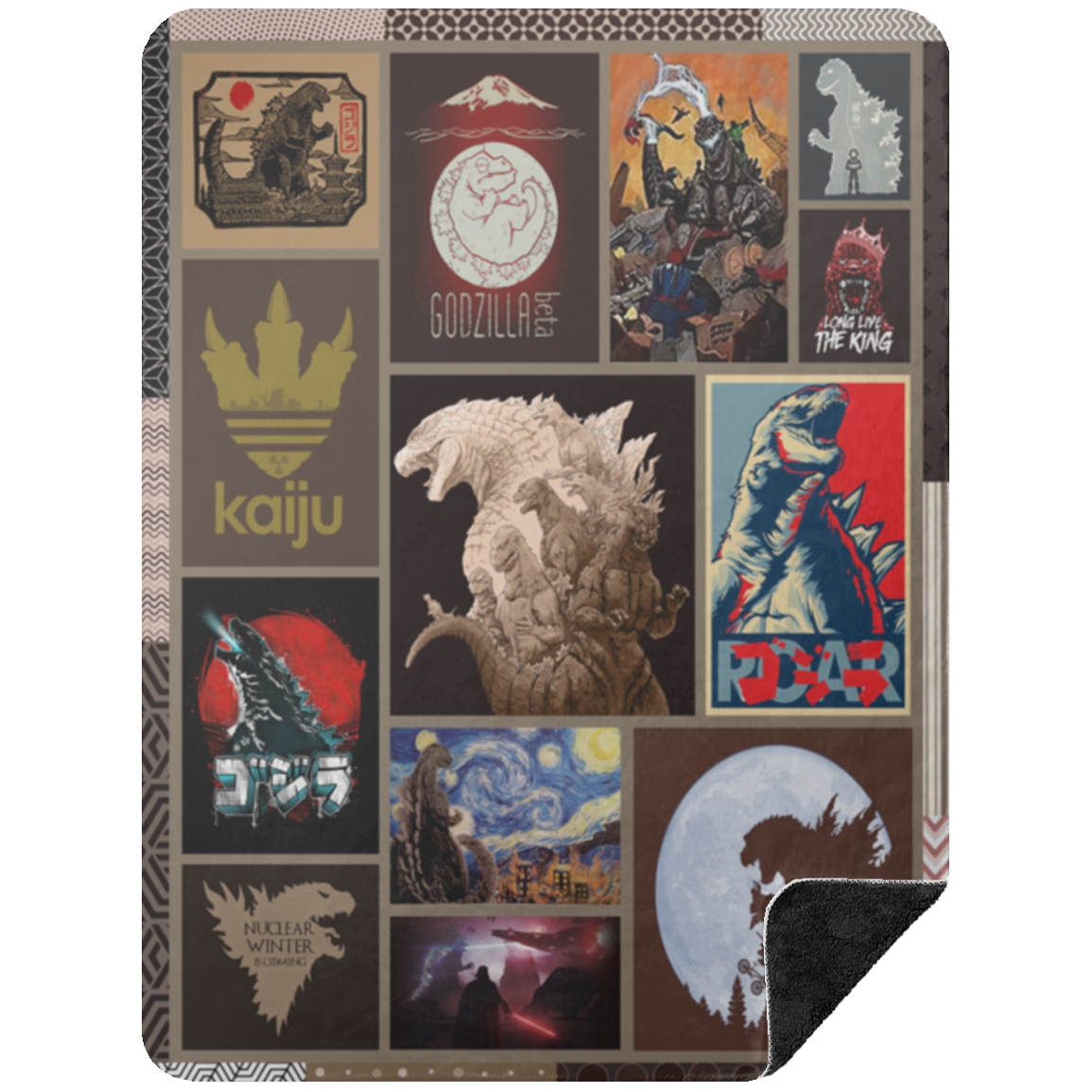 Godzilla Art Fleece Blanket, Premium Sherpa Blanket, Monster Blanket, Starry Night Godzilla Blanket, Godzilla Movie Blanket	BSHL Premium Black Sherpa Blanket 60x80