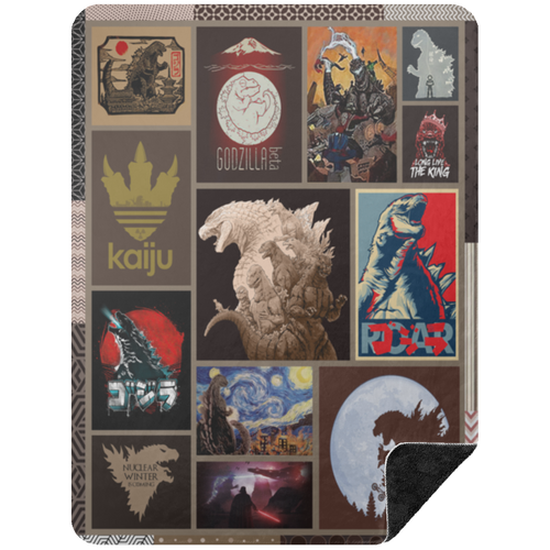 Godzilla Art Fleece Blanket, Premium Sherpa Blanket, Monster Blanket, Starry Night Godzilla Blanket, Godzilla Movie Blanket	BSHL Premium Black Sherpa Blanket 60x80