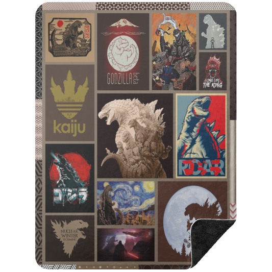 Godzilla Art Fleece Blanket, Premium Sherpa Blanket, Monster Blanket, Starry Night Godzilla Blanket, Godzilla Movie Blanket	BSHL Premium Black Sherpa Blanket 60x80