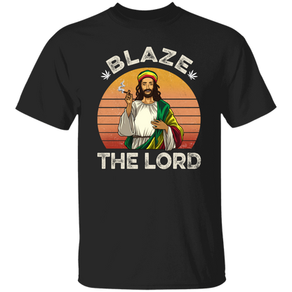 G500 5.3 oz. T-Shirt Jesus Smoking Weed Blaze The Lord Marijuana Retro Vintage Black T-Shirt