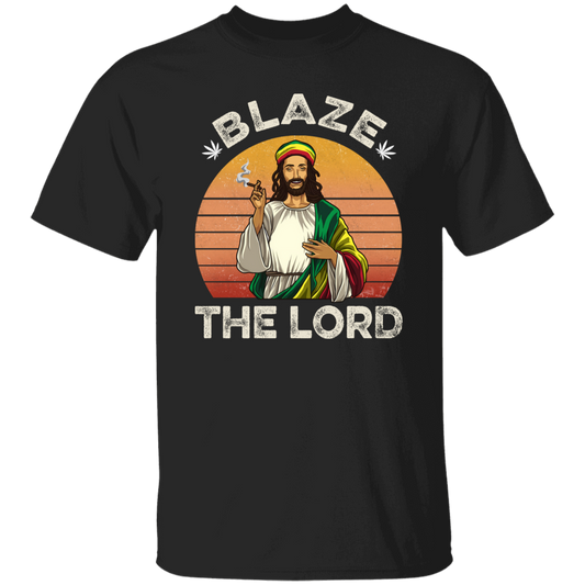 G500 5.3 oz. T-Shirt Jesus Smoking Weed Blaze The Lord Marijuana Retro Vintage Black T-Shirt