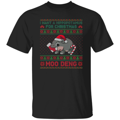 Moo Deng Christmas Friend Vintage T-Shirt, Best Friends Shirt, Moo Deng Shirt, Cute Christmas ShirtG500 5.3 oz. T-Shirt