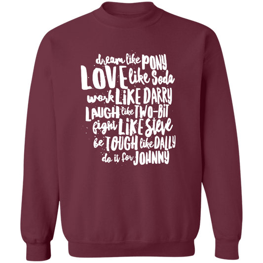 The Outsiders Character Names Funny Literature Teacher Vintage T-Shirt G180 Gildan Crewneck Pullover Sweatshirt