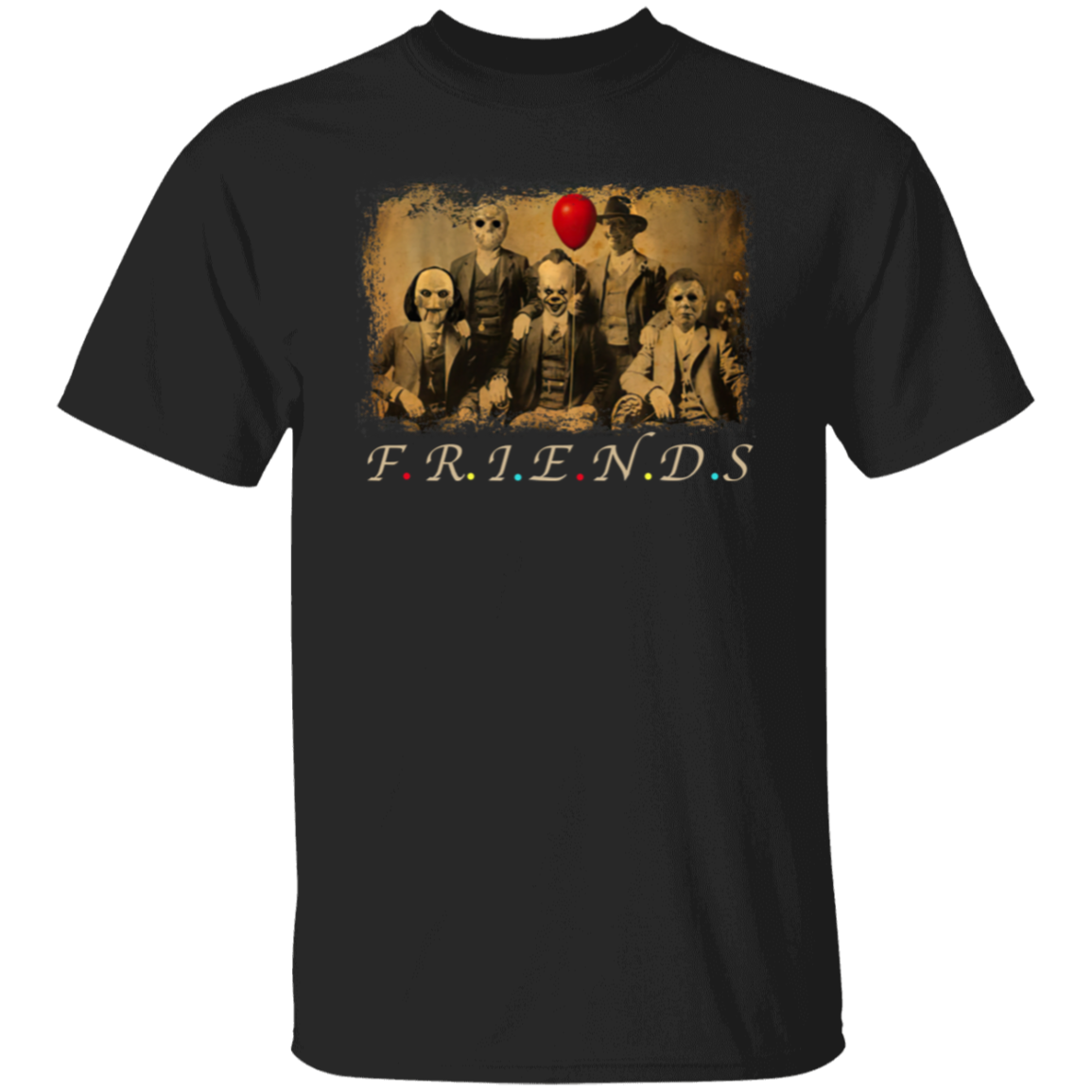 Friends Horror Five Characters Squad – Funny Halloween Movie T-Shirt - leleart