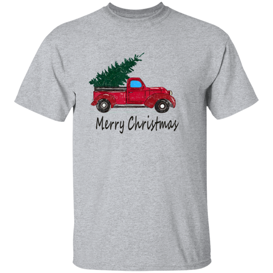 Vintage Red Truck With Merry Christmas Tree Xmas Gift Unisex  T-Shirt - lucy