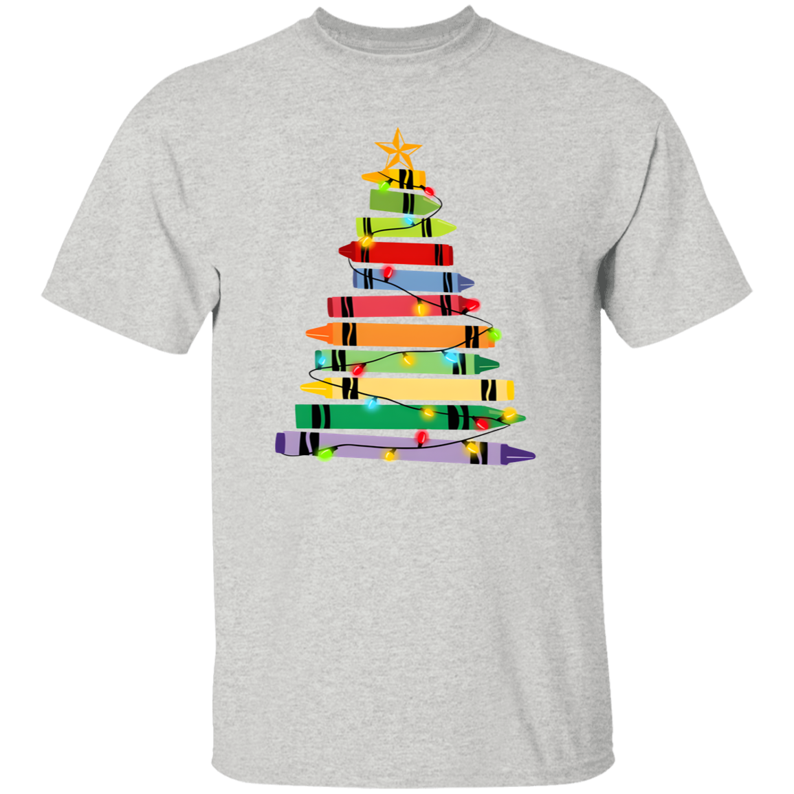 Crayons Tree Colored Lights Teacher  T-Shirt - lapicta