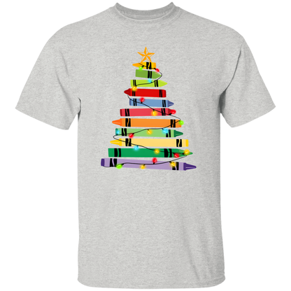 Crayons Tree Colored Lights Teacher  T-Shirt - lapicta