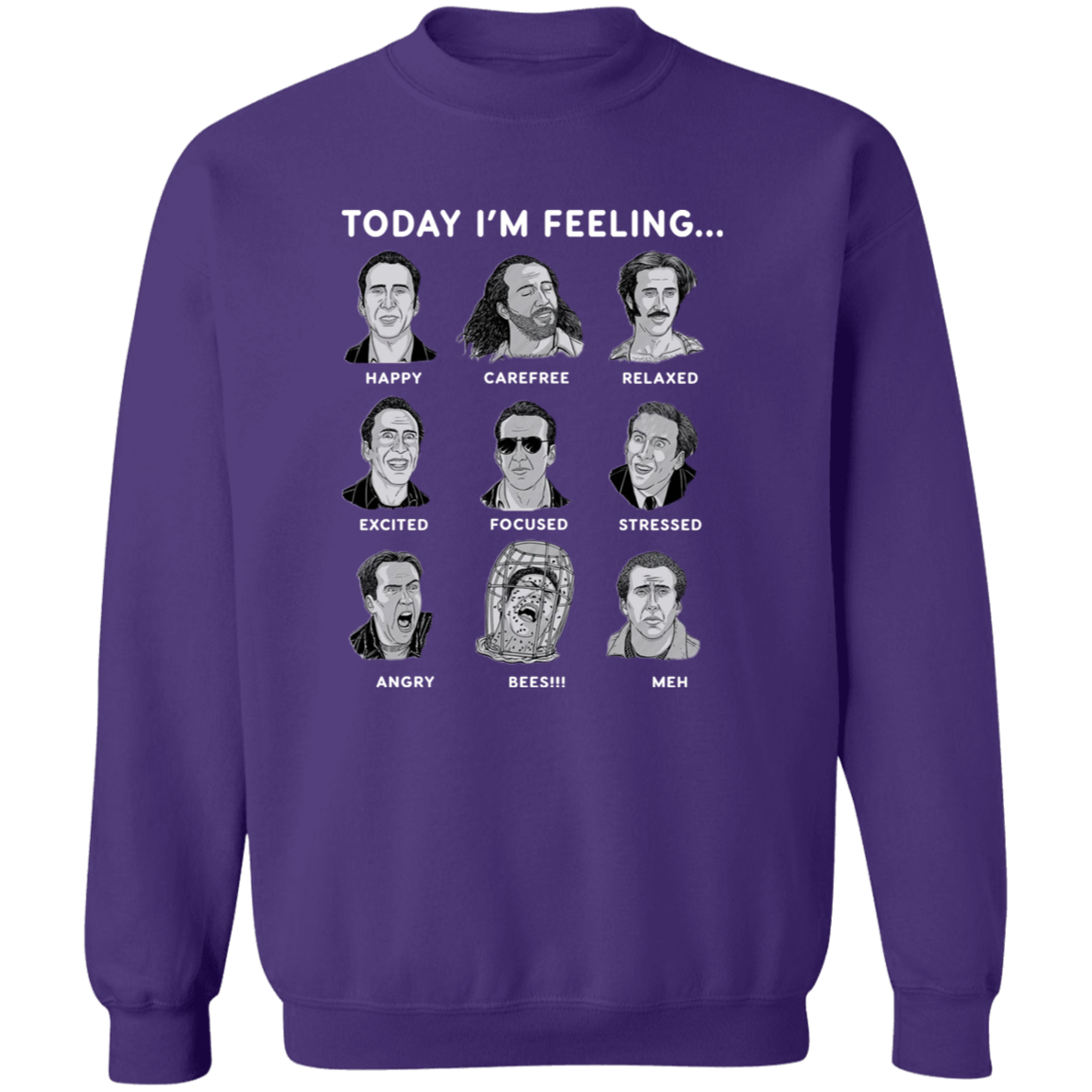 Nicolas Cage Today I'm Feeling Vintage T-Shirt, Nicolas Cage Shirt, Nicolas Cage Lovers Shirt, Actor Shirt, Comedian Shirt, Cage Shirt	G180 Gildan Crewneck Pullover Sweatshirt