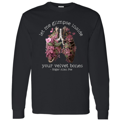 Edgar Allan Poe Let Me Glimpse Inside Your Velvet Bones Funny Halloween Teacher Vintage T-Shirt