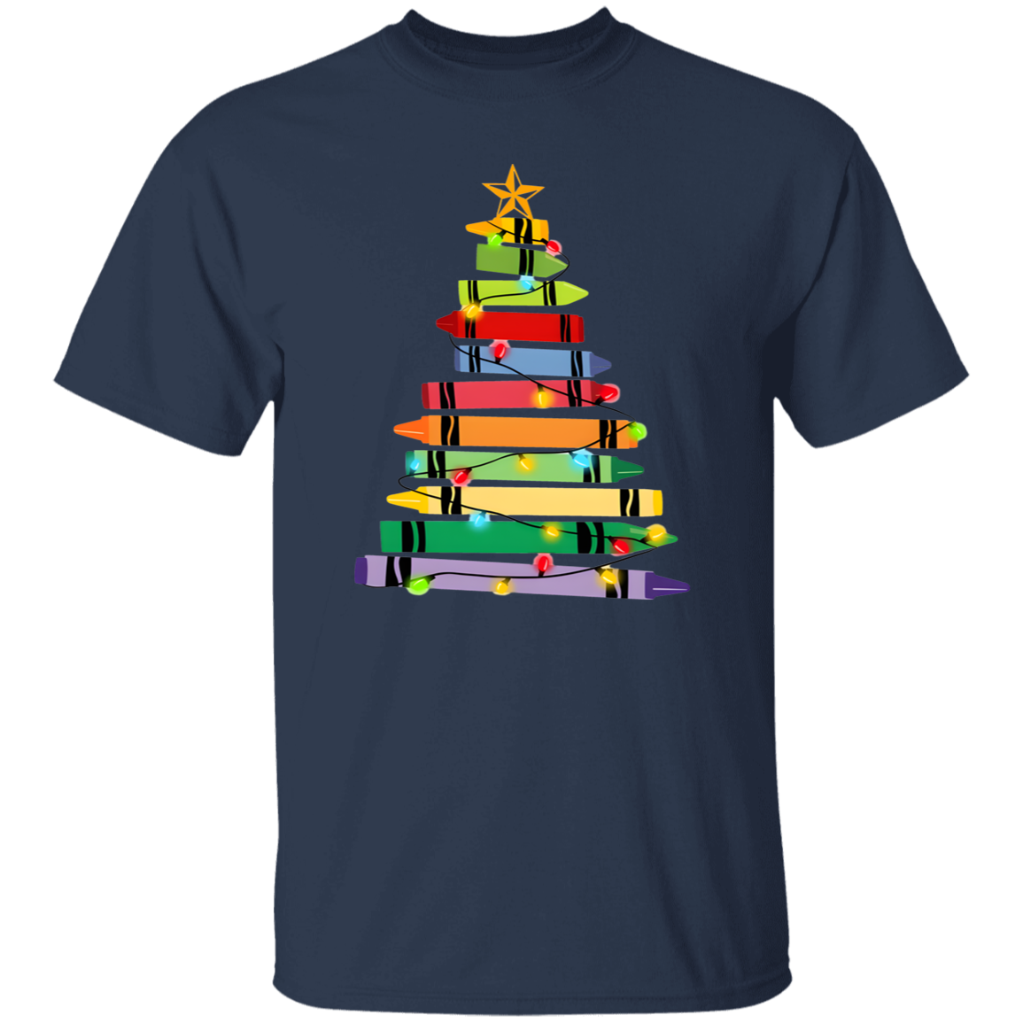 Crayons Tree Colored Lights Teacher  T-Shirt - lapicta