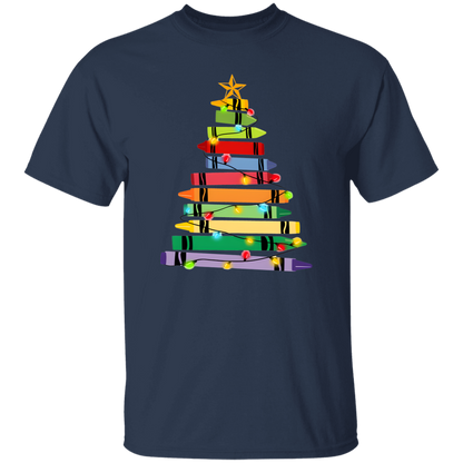 Crayons Tree Colored Lights Teacher  T-Shirt - lapicta