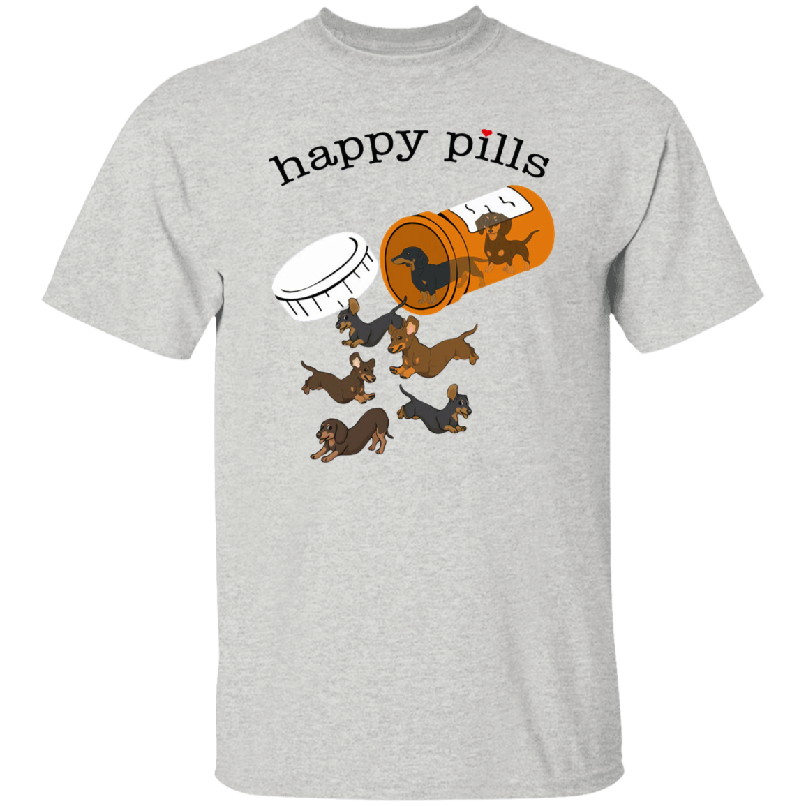 Happy Pills Dachshund Dog Vintage T-Shirt, Dog Lovers Shirt, Dog Shirt, Puppy Lovers Shirt, Gift Tee For You And Your Family	G500 5.3 oz. T-Shirt