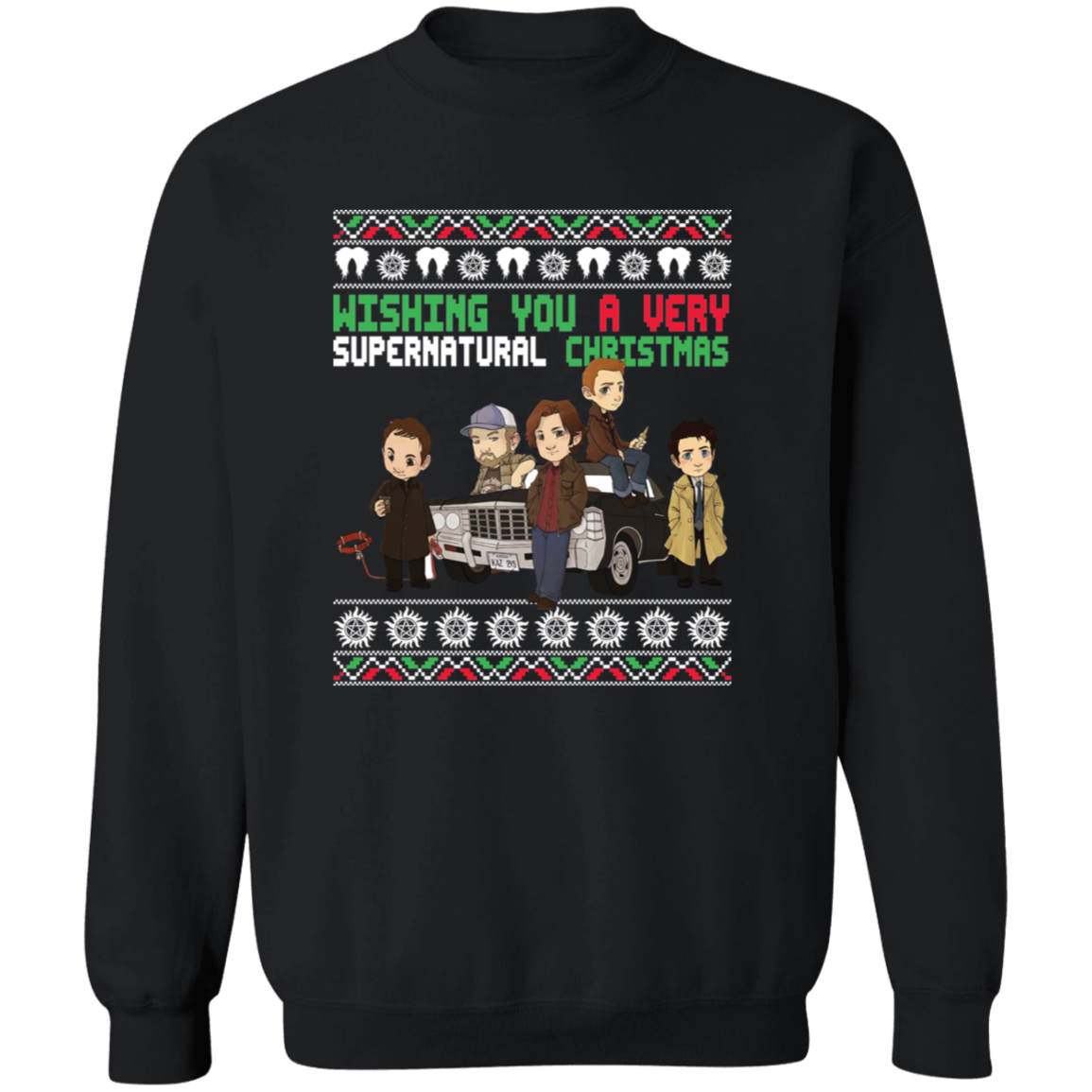 Wishing You A Very Supernatural Christmas  Crewneck Pullover Sweatshirt