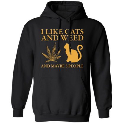 I Like Cats And Weed And Maybe 3 People Vintage  Pullover Hoodie